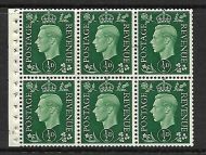 QB1 perf type B4A(I) cylinder E2 Dot - ½d Green Booklet pane UNMOUNTED MINT MNH