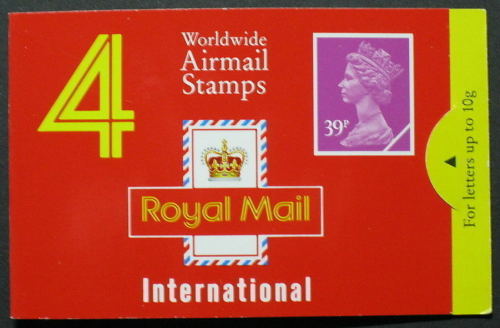 GD4A Barcode Booklet 2 x 39p worldwide airmail - complete - no Cylinder