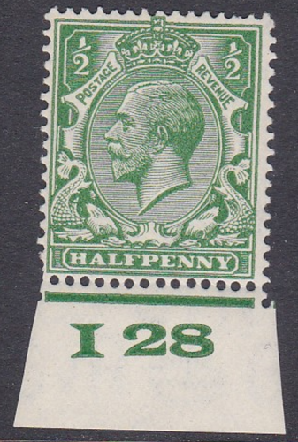 N33(5) ½d Dp Bright Green Block Cypher I28 imperf UNMOUNTED MINT MNH