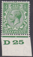 N33(5) ½d Dp Bright Green Block Cypher D25 imperf UNMOUNTED MINT MNH