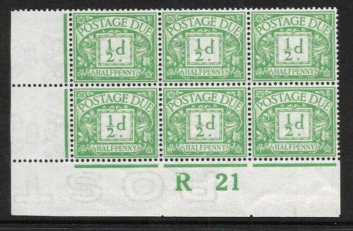 D1a ½d Royal Cypher Postage due Wmk Inverted Control R 21 Imperf UNMOUNTED MINT