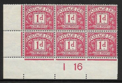 D2 1d Royal Cypher Postage due Control I 16 Imperf UNMOUNTED MINT