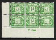 D10 ½d Block Cypher Postage due Control Y 36 Imperf UNMOUNTED MINT