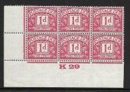 D11 1d Block Cypher Postage due Control K 29 Imperf UNMOUNTED MINT