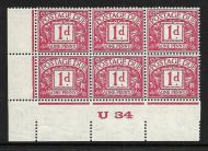 D11 1d Block Cypher Postage due Control U 34 Imperf MOUNTED MINT