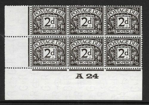 D13 2d Block Cypher Postage due Control A 24 Imperf UNMOUNTED MINT