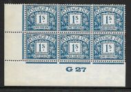 D17 1 - Block Cypher Postage due Control G 27 Imperf UNMOUNTED MINT