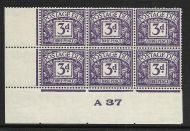 D22 3d Edward VIII Postage due Control A 37 Imperf UNMOUNTED MINT