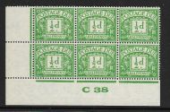 D27 ½d George VI Postage due Control C 38 Imperf UNMOUNTED MINT
