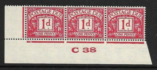 D28 1d George VI Postage due Control C 38 Imperf UNMOUNTED MINT