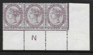 1d lilac control N perf strip of 3 - with marginal rule UNMOUNTED MINT