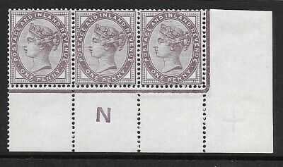 1d lilac control N perf strip of 3 - with marginal rule UNMOUNTED MINT