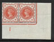 ½d Vermilion Control I Imperf pair - with marginal rule MOUNTED MINT