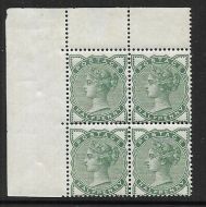 Sg 164 ½d Green from 1880-1881 issue marginal block of 4 UNMOUNTED MINT MNH