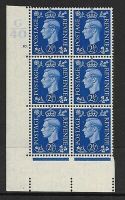 1937 2½d Blue Dark colours G40 10 Dot perf 5(E I) block 6 UNMOUNTED MINT MNH