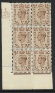 5d Brown Dark colours L42 2 Bar 3 Dot perf 5(E I) block 6 UNMOUNTED MINT MNH