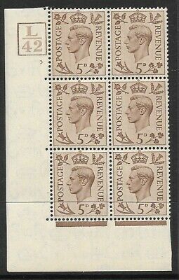 5d Brown Dark colours L42 4 Bar 3 No Dot perf 5(E I) block 6 UNMOUNTED MINT MNH