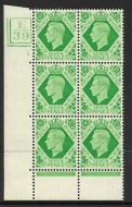 1939 7d Dark colours E39 2 No Dot 6 bar perf 6B(E P) block 6 UNMOUNTED MINT