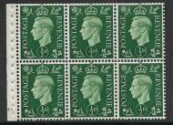 QB1 perf type B3(I) cylinder E48 No Dot - ½d Green Booklet pane UNMOUNTED MINT