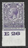 Spec N38(1) 3d Violet Block Cypher Control E26 imperf UNMOUNTED MINT