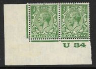 ½d Green Block Cypher Control U34 streaky gum imperf UNMOUNTED MINT