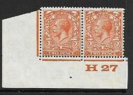 2d Orange Block Cypher Control H27 imperf UNMOUNTED MINT MNH