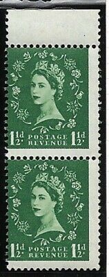 S26 1½d Wilding Edward Crown variety - huge misperf pair UNMOUNTED MINT