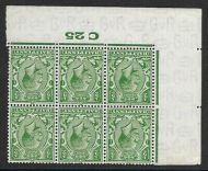 Sg 418wi ½d Green Block Cypher Wmk Inverted Control C25 imperf MOUNTED MINT