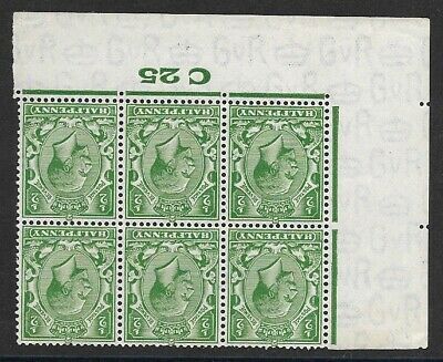 Sg 418wi ½d Green Block Cypher Wmk Inverted Control C25 imperf MOUNTED MINT
