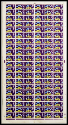 1964 10th IBC Spring Gentian 3d No dot full sheet w  unlisted var unmounted mint
