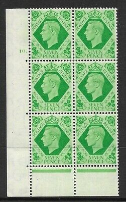 Sg 471 1939 7d Dark colours 10 Dot perf 6B block 6 UNMOUNTED MINT
