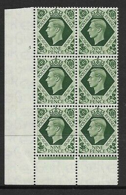 9d Dark colours 5 No Dot perf 6(I P) block 6 UNMOUNTED MINT