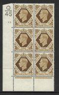1939 1 - Bistre-Brown Q45 13 Dot perf 6B(E P) block 6 UNMOUNTED MINT