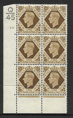 1939 1 - Bistre-Brown Q45 13 Dot perf 6B(E P) block 6 UNMOUNTED MINT