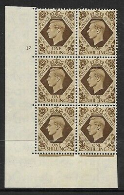 1939 1 - Bistre-Brown 17 No Dot perf 5(E I) block 6 UNMOUNTED MINT
