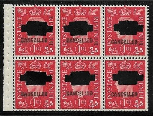 QB10as 1d Red booklet pane CANCELLED  punched Type 33P UNMOUNTED MNT MNH