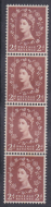 S40 2d Wilding Multi Crown on Cream strip of 4 w  dr blade flaw UNMOUNTED MINT
