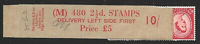 2½d Edward watermark Sideways Delivery Coil leader M 106 with 4 stamps