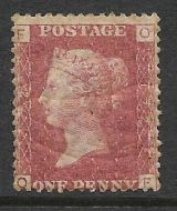SG 43 1d Penny Red Lettered O-F plate 172 MOUNTED MINT