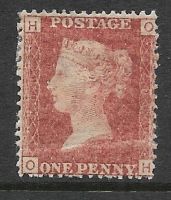 SG 43 1d Penny Red Lettered O-H plate 206 MOUNTED MINT