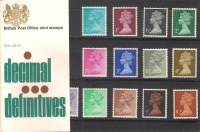 1971 small definitive packs Low value decimal issue Pack No. 37 - Complete