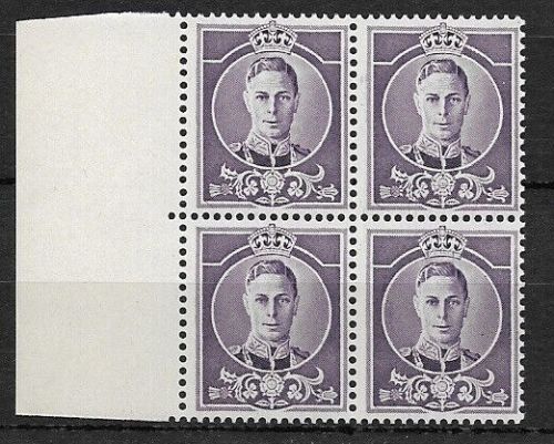 1937 George VI Violet marginal block of 4 Essay on gummed paper UNMOUNTED MINT