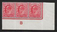 M5(1) 1d Scarlet EDVII De La Rue control B Imperf MOUNTED MINT