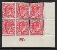 M5(1) 1d Scarlet EDVII De La Rue control E5 Imperf MOUNTED MINT