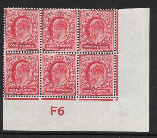 M5(1) 1d Scarlet EDVII De La Rue control F6 Imperf UNMOUNTED MINT