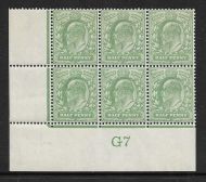 1907 M2(2) ½d Yellow Green Control G7 De La Rue UNMOUNTED MINT MNH