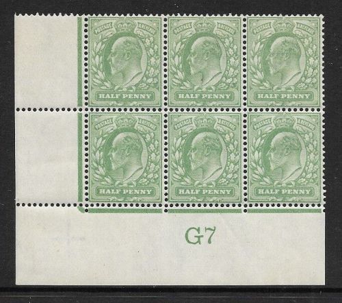 1907 M2(2) ½d Yellow Green Control G7 De La Rue UNMOUNTED MINT MNH
