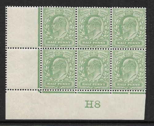 1907 M2(2) ½d Yellow Green Control H8 De La Rue MOUNTED MINT