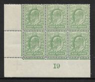 1907 M2(2) ½d Yellow Green Control I9 De La Rue UNMOUNTED MINT
