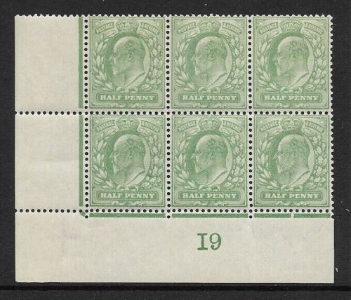 1907 M2(2) ½d Yellow Green Control I9 De La Rue UNMOUNTED MINT